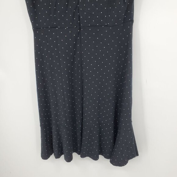 Loft Ann Taylor Black and White Polka Dot V Neck Knee Length Dress 6 - Picture 8 of 9